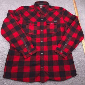 Eddie Bauer Flannel Shirt Mens Size XLT Red Black Plaid Button Down Soft‎